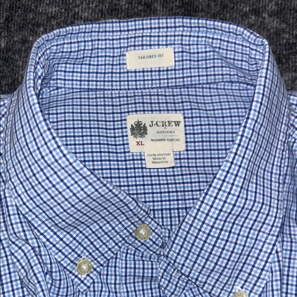 J. Crew Blue and White Checked Button-Down Shirt